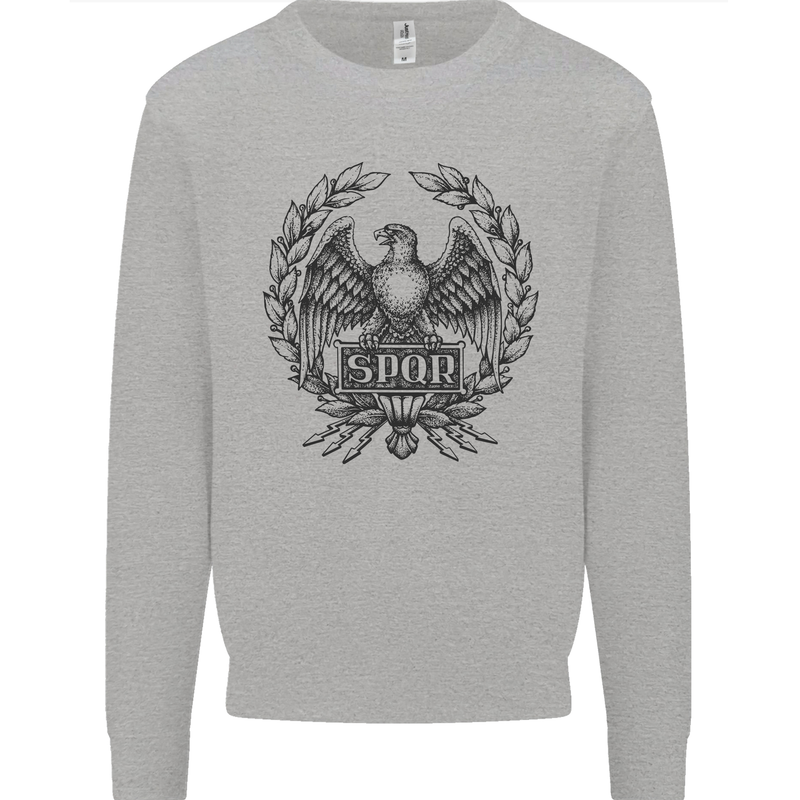 SPQR Roman Emblem Gym Training Top Mens Sweatshirt Jumper Sports Grey