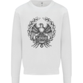 SPQR Roman Emblem Gym Training Top Mens Sweatshirt Jumper White