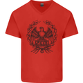 SPQR Roman Emblem Gym Training Top Mens V-Neck Cotton T-Shirt Red