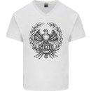 SPQR Roman Emblem Gym Training Top Mens V-Neck Cotton T-Shirt White