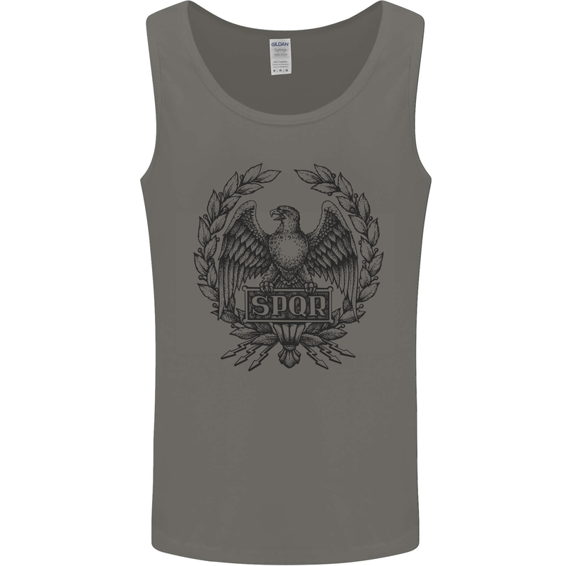 SPQR Roman Emblem Gym Training Top Mens Vest Tank Top Charcoal
