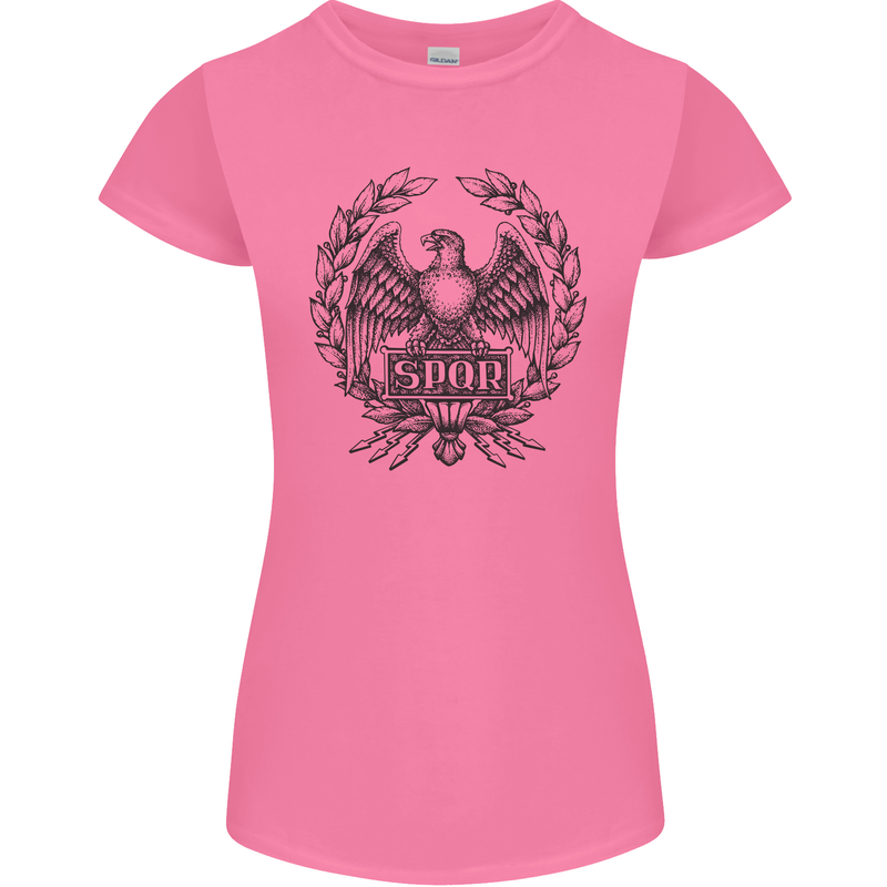 SPQR Roman Emblem Gym Training Top Womens Petite Cut T-Shirt Azalea