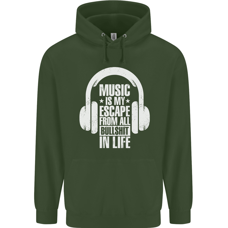 Music Is My Escape From B/S in Life Dance Childrens Kids Hoodie Forest Green