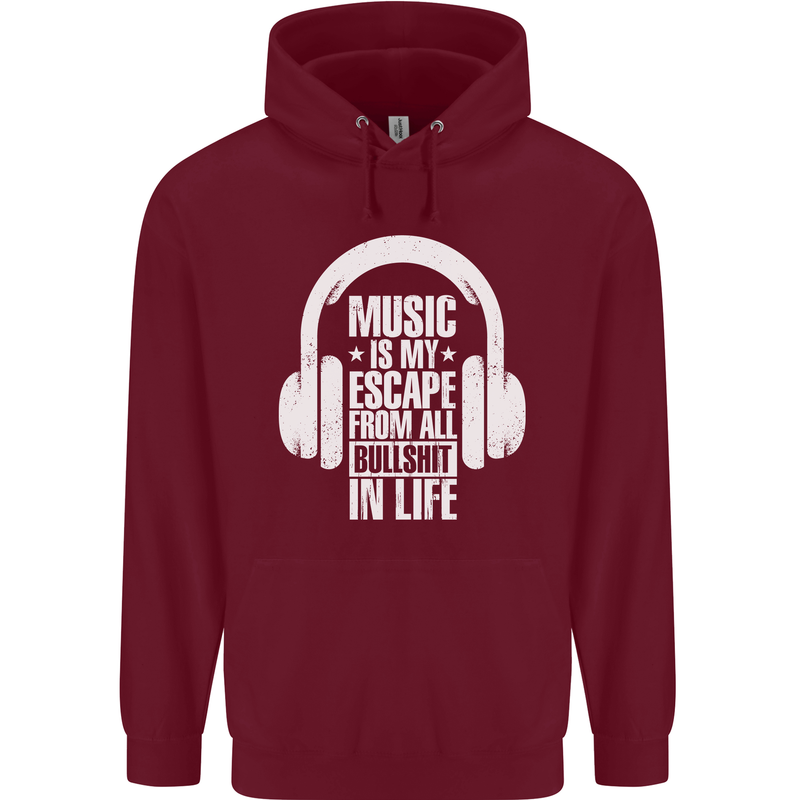 Music Is My Escape From B/S in Life Dance Childrens Kids Hoodie Maroon