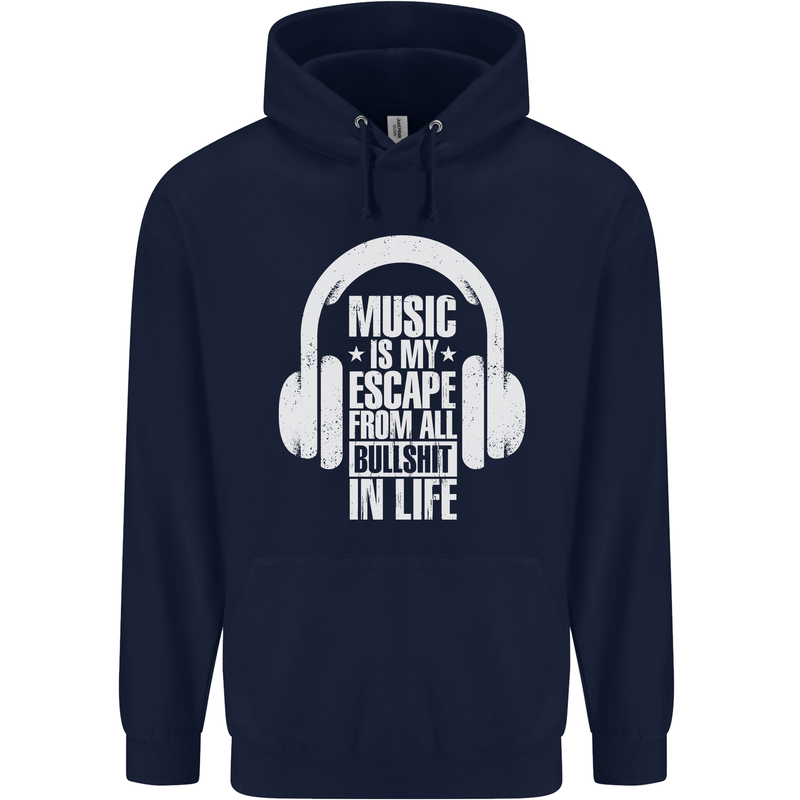 Music Is My Escape From B/S in Life Dance Childrens Kids Hoodie Navy Blue