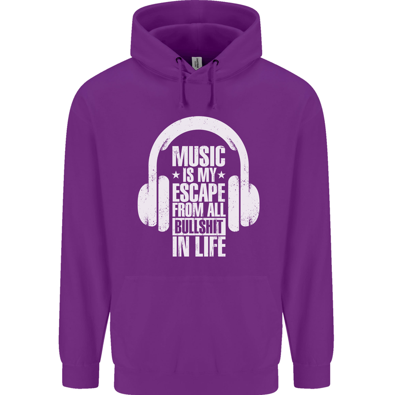 Music Is My Escape From B/S in Life Dance Childrens Kids Hoodie Purple