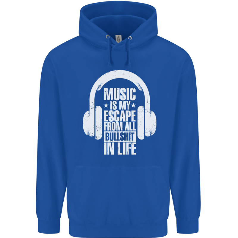 Music Is My Escape From B/S in Life Dance Childrens Kids Hoodie Royal Blue