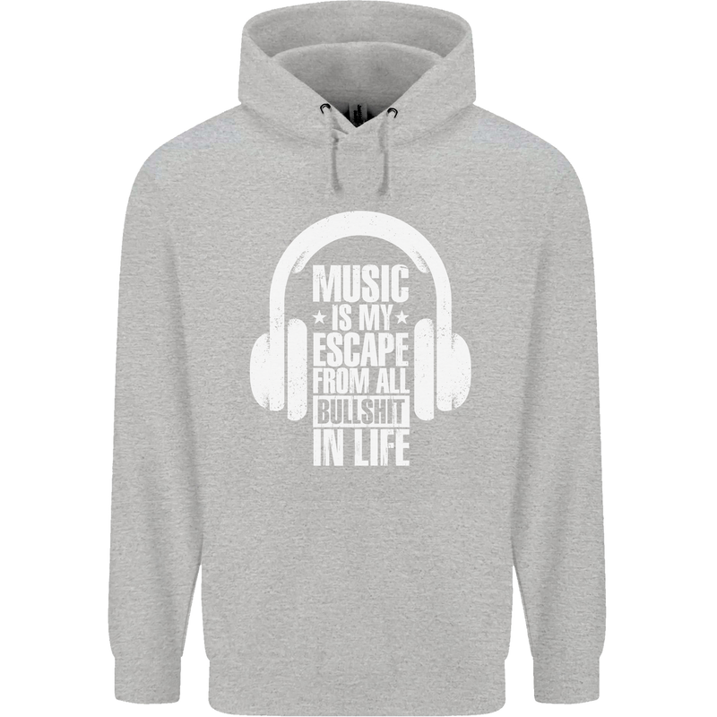 Music Is My Escape From B/S in Life Dance Childrens Kids Hoodie Sports Grey