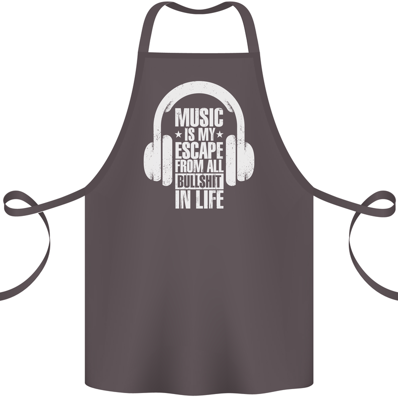Music Is My Escape From B/S in Life Dance Cotton Apron 100% Organic Dark Grey