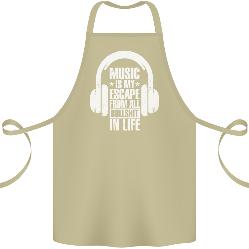 Music Is My Escape From B/S in Life Dance Cotton Apron 100% Organic Khaki