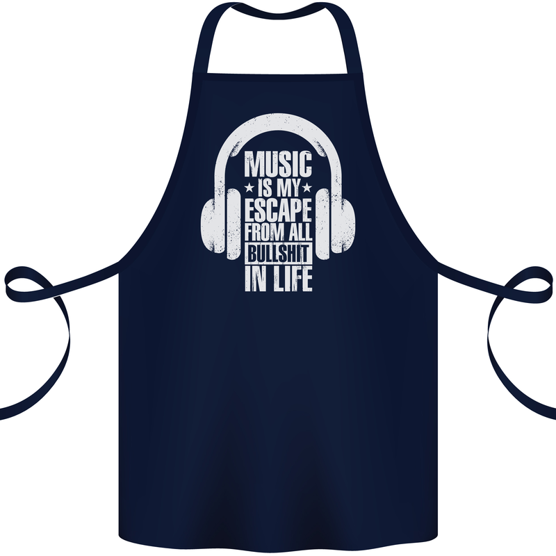 Music Is My Escape From B/S in Life Dance Cotton Apron 100% Organic Navy Blue