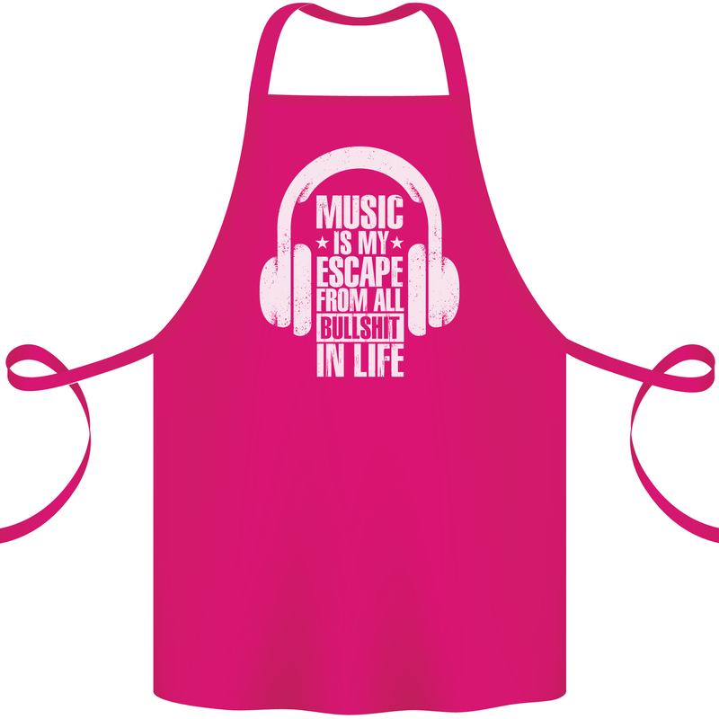 Music Is My Escape From B/S in Life Dance Cotton Apron 100% Organic Pink