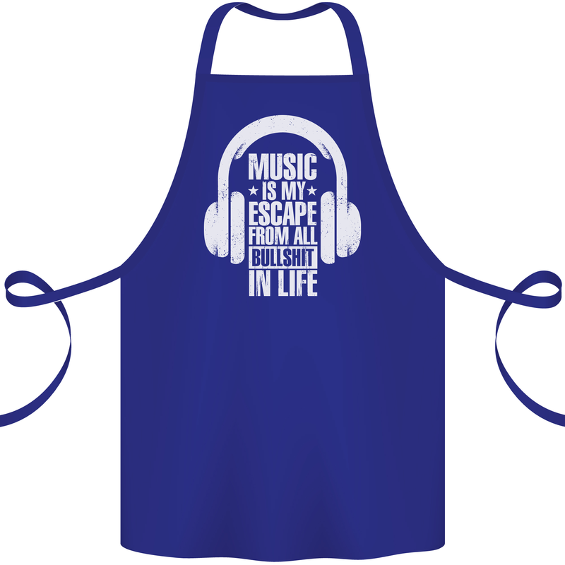 Music Is My Escape From B/S in Life Dance Cotton Apron 100% Organic Royal Blue