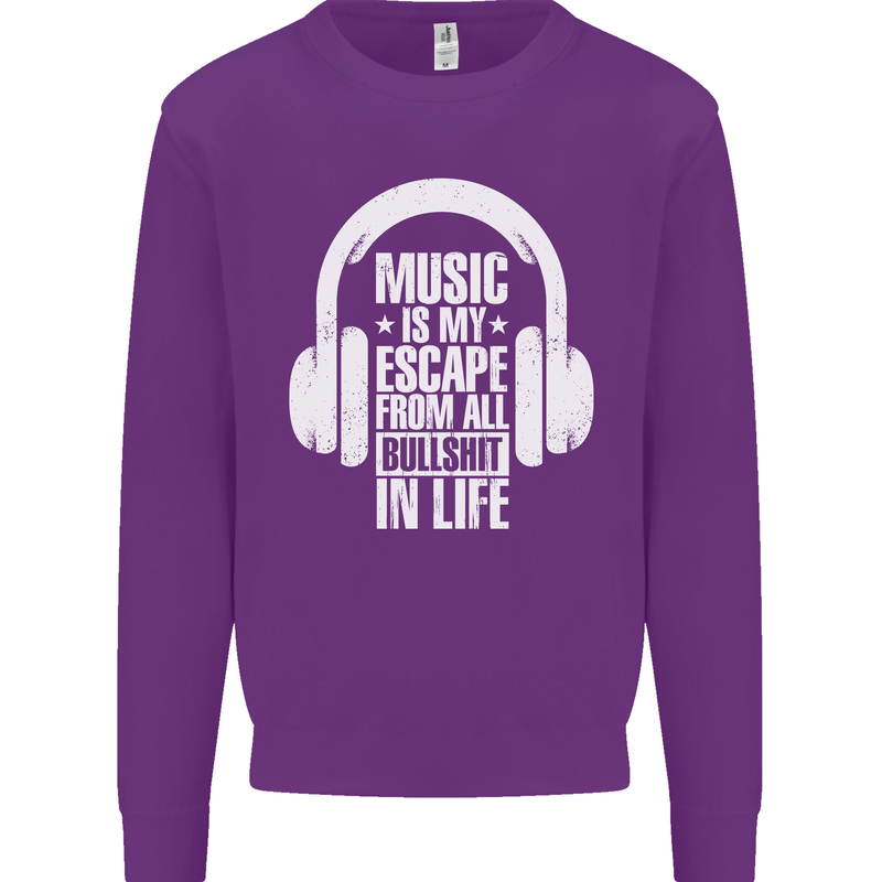 Music Is My Escape From B/S in Life Dance Kids Sweatshirt Jumper Purple