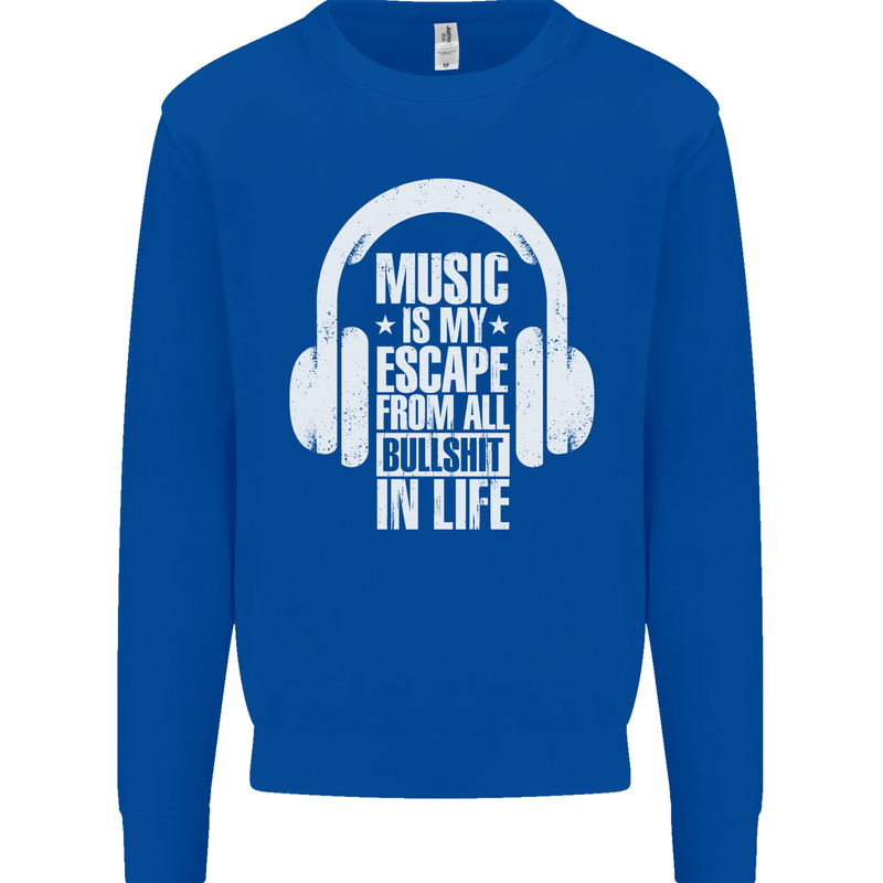 Music Is My Escape From B/S in Life Dance Kids Sweatshirt Jumper Royal Blue
