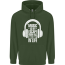 Music Is My Escape From B/S in Life Dance Mens 80% Cotton Hoodie Forest Green