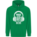 Music Is My Escape From B/S in Life Dance Mens 80% Cotton Hoodie Irish Green