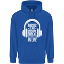 Music Is My Escape From B/S in Life Dance Mens 80% Cotton Hoodie Royal Blue