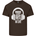 Music Is My Escape From B/S in Life Dance Mens Cotton T-Shirt Tee Top Dark Chocolate