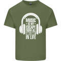 Music Is My Escape From B/S in Life Dance Mens Cotton T-Shirt Tee Top Military Green