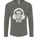 Music Is My Escape From B/S in Life Dance Mens Long Sleeve T-Shirt Charcoal