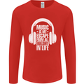 Music Is My Escape From B/S in Life Dance Mens Long Sleeve T-Shirt Red