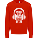Music Is My Escape From B/S in Life Dance Mens Sweatshirt Jumper Bright Red