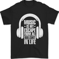 Music Is My Escape From B/S in Life Dance Mens T-Shirt 100% Cotton Black