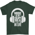 Music Is My Escape From B/S in Life Dance Mens T-Shirt 100% Cotton Forest Green