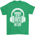 Music Is My Escape From B/S in Life Dance Mens T-Shirt 100% Cotton Irish Green