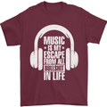 Music Is My Escape From B/S in Life Dance Mens T-Shirt 100% Cotton Maroon