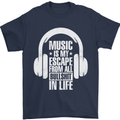 Music Is My Escape From B/S in Life Dance Mens T-Shirt 100% Cotton Navy Blue