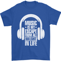 Music Is My Escape From B/S in Life Dance Mens T-Shirt 100% Cotton Royal Blue