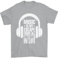 Music Is My Escape From B/S in Life Dance Mens T-Shirt 100% Cotton Sports Grey