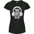 Music Is My Escape From B/S in Life Dance Womens Petite Cut T-Shirt Black