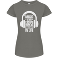 Music Is My Escape From B/S in Life Dance Womens Petite Cut T-Shirt Charcoal