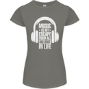Music Is My Escape From B/S in Life Dance Womens Petite Cut T-Shirt Charcoal