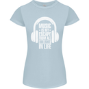 Music Is My Escape From B/S in Life Dance Womens Petite Cut T-Shirt Light Blue