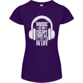 Music Is My Escape From B/S in Life Dance Womens Petite Cut T-Shirt Purple