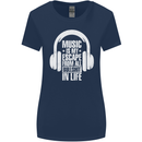 Music Is My Escape From B/S in Life Dance Womens Wider Cut T-Shirt Navy Blue