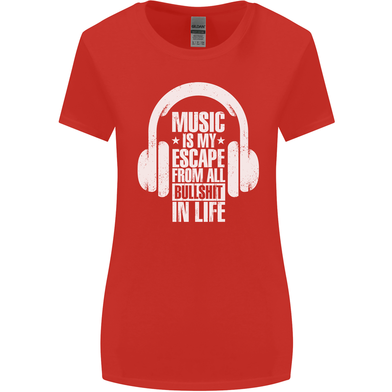 Music Is My Escape From B/S in Life Dance Womens Wider Cut T-Shirt Red