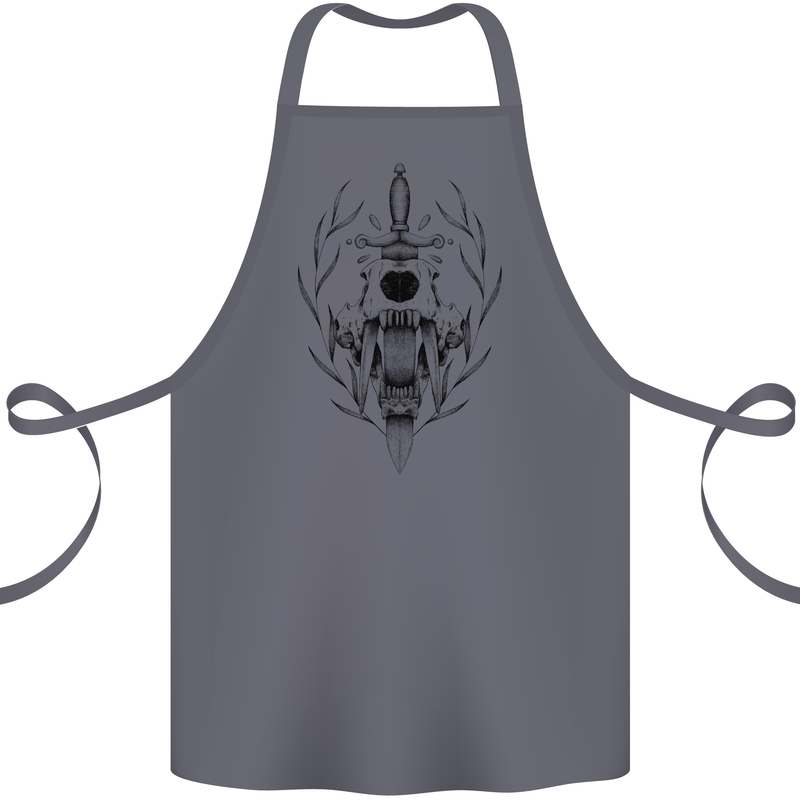 Sabre Tooth Tiger Skull Sword Cotton Apron 100% Organic Steel