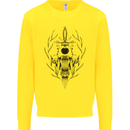 Sabre Tooth Tiger Skull Sword Kids Sweatshirt Jumper Yellow
