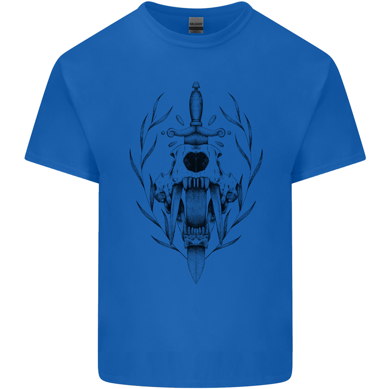 Sabre Tooth Tiger Skull Sword Kids T-Shirt Childrens Royal Blue