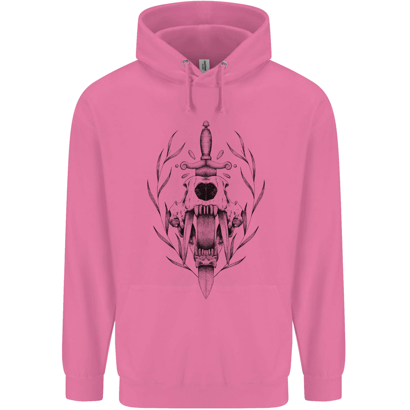 Sabre Tooth Tiger Skull Sword Mens 80% Cotton Hoodie Azelea