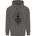 Sabre Tooth Tiger Skull Sword Mens 80% Cotton Hoodie Charcoal