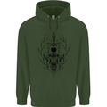 Sabre Tooth Tiger Skull Sword Mens 80% Cotton Hoodie Forest Green