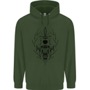 Sabre Tooth Tiger Skull Sword Mens 80% Cotton Hoodie Forest Green