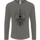 Sabre Tooth Tiger Skull Sword Mens Long Sleeve T-Shirt Charcoal