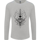 Sabre Tooth Tiger Skull Sword Mens Long Sleeve T-Shirt Sports Grey